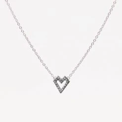 Federation Sparkles Heart Necklace Sterling Silver Clear Zirconia Accessories