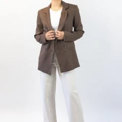 Ivy + Jack Fashion Mason Chocolate Linen Boyfriend Blazer