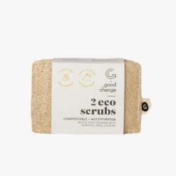 Good Change Table & Kitchen Eco Scrubs Natural Two Pack Wood Pulp Sponge Loofah