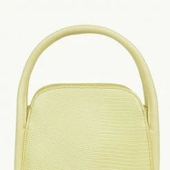 Brie Leon Evie Small Crossbody Yellow Lizard Bag With Top Handle Accessories