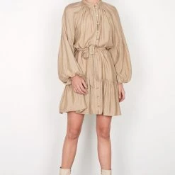 Esmaee Stage Pistachio LS Button Mini Dress