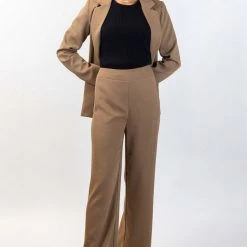 Ivy + Jack Fashion Favourite Walnut Textured Plain Stretch Back Wide Leg Pants