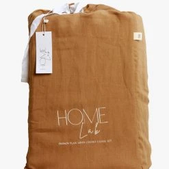 Home Lab 100% French Linen Duvet Cover Set King Ginger