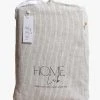 Home Lab 100% French Linen Duvet Cover Set Queen Charcoal Pinstripe Cushion, Throws & Linen