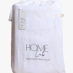 Home Lab Cushion, Throws & Linen 100% French Linen Duvet Cover Set Queen White