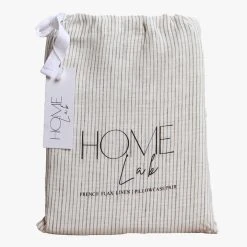 Home Lab 100% French Linen Pillowcase Pair Charcoal Pinstripe 7 Home Lab 100% French Linen Pillowcase Pair Charcoal Pinstripe