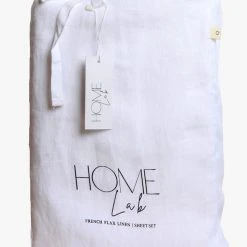 Home Lab 100% French Linen Sheet Set Queen White Cushion, Throws & Linen