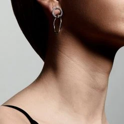 Pilgrim Accessories Garcelle Double Circle Silver Plated Stud Earrings With Crystals