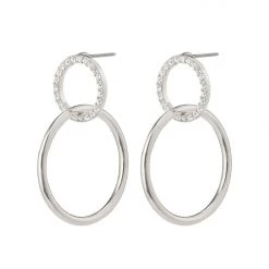 Pilgrim Accessories Garcelle Double Circle Silver Plated Stud Earrings With Crystals