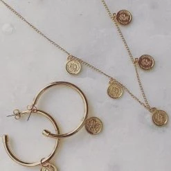 Flo Gives Back 15% To Women In Need 5 Coin Pendant Gold Necklace Accessories