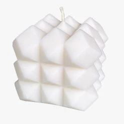 Master + Jack Hector Rubics Cube White Unscented Candle H5cm X 5.5cm Living & Decor