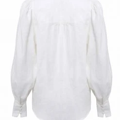 Among The Brave Hero White Linen Pintuck Puff Sleeve Shirt Fashion