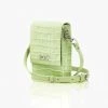 Stolen Girlfriends Club On Tour Acid Lime Leather Cross Body Phone Bag With Silver Hardware Accessories