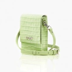 Stolen Girlfriends Club On Tour Acid Lime Leather Cross Body Phone Bag With Silver Hardware Accessories