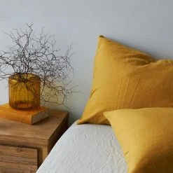 George Street Linen Belgian Washed Linen Honey Euro Pillowcase