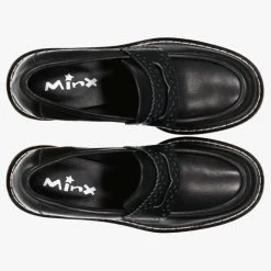 Minx Hope Black Loafer With White Detailing And Natural Heel Accessories