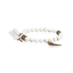 Lindi Kingi Howlite Cream And Gold Bracelet