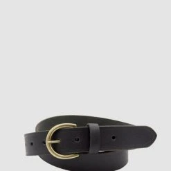 Loop Leather Brookline 32mm Black Leather Belt With Brass Buckle