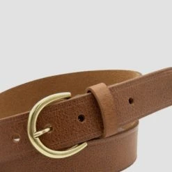 Loop Leather Accessories Brookline 32mm Tan Leather Belt With Brass Buckle
