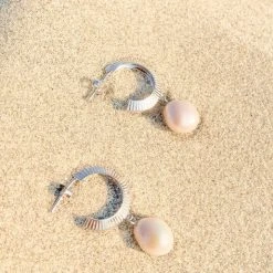 Silver Linings Aada Pearl Silver Hoop Earrings Accessories