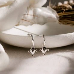 Silver Linings Monarchy Mini Silver Hoops With Black Garnet Accessories