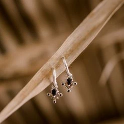 Silver Linings Monarchy Mini Silver Hoops With Black Garnet Accessories