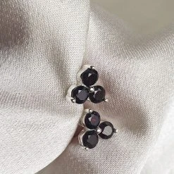Silver Linings Accessories Casanova Silver Studs With Three Black Garnets