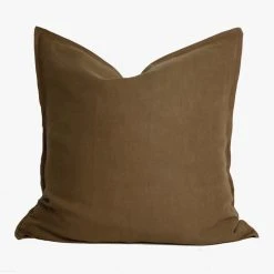Home Lab 100% French Linen Euro Pillowcase Khaki 65 X 65cm