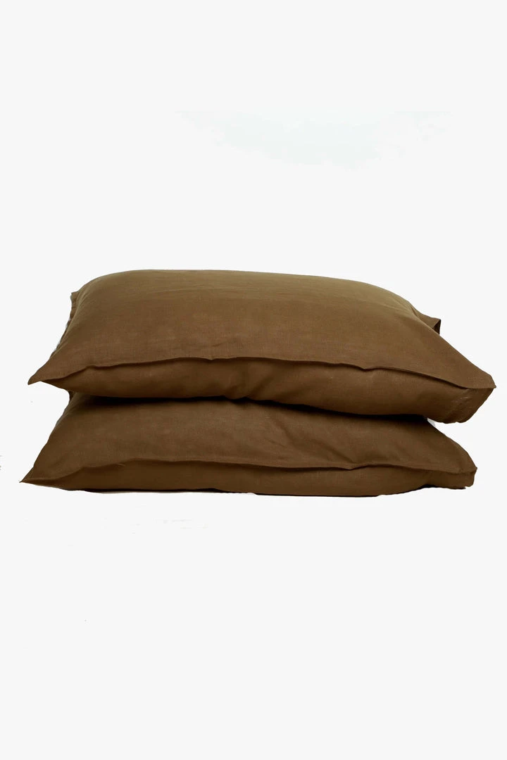 Home Lab 100% French Linen Pillowcase Pair Khaki 4 Home Lab 100% French Linen Pillowcase Pair Khaki