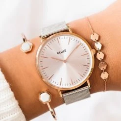 Cluse Accessories LaBoheme Silver Mesh Strap With Rose Gold Watch