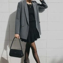 Ivy + Jack Lexi Black Shirred Cotton Tiered Mini Skirt