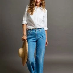 Pulz Jeans Fashion Emma Light Blue Highwaist Wide Leg Denim Jean