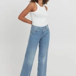Pulz Jeans Fashion Emma Light Blue Highwaist Wide Leg Denim Jean