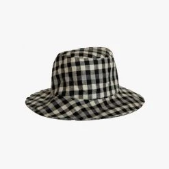 Sophie Accessories Love Linen Bucket Hat Black + White Check
