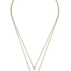Pilgrim Lucia Pi Gold Double Necklace With Crystal