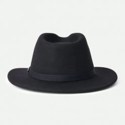 Brixton Messer Packable Fedora Black Wool Felt Hat