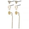 Pilgrim Malak 3pc Stud Set Earrings Gold Plated Crystal Circle Cross