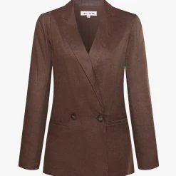 Ivy + Jack Fashion Mason Chocolate Linen Boyfriend Blazer