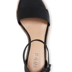 Nude Mickee Black Leather Ankle Strap Heel