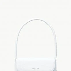 Brie Leon Mini Camille White Croc Recycled PU Top Handle Crossbody Bag Accessories