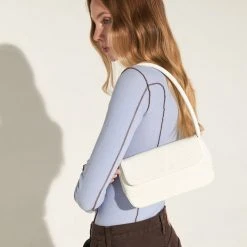 Brie Leon Mini Camille White Croc Recycled PU Top Handle Crossbody Bag Accessories