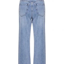 Among The Brave Molly Mid Blue Wide Leg Cropped Denim Jean