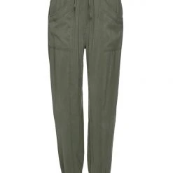 Among The Brave New Warrior Khaki Relaxed Drapey Drawstring Stretch Cuff Pant Fashion