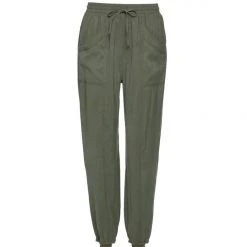 Among The Brave Warrior Khaki Relaxed Drapey Drawstring Stretch Cuff Pant