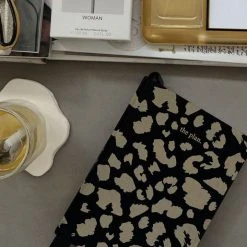 Papier HQ Gifts For Her Leopard Linen Black + Gold Planner