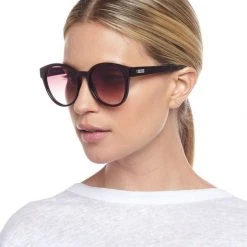 Le Specs Paramount Round Black Warm Smoke Gradient Lens Sunglasses Accessories