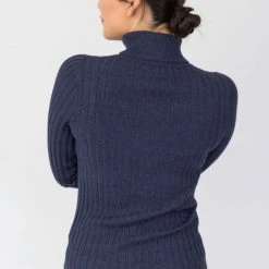 Among The Brave Fashion Phenomenal Navy Marle Rib Knit Tutleneck