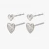 Pilgrim Sophia Heart Stud Earrings Two Pack Silver Accessories