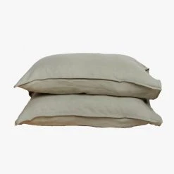 Home Lab Cushion, Throws & Linen 100% French Linen Pillowcase Pair Sage