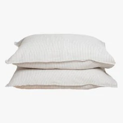 Home Lab 100% French Linen Pillowcase Pair Charcoal Pinstripe